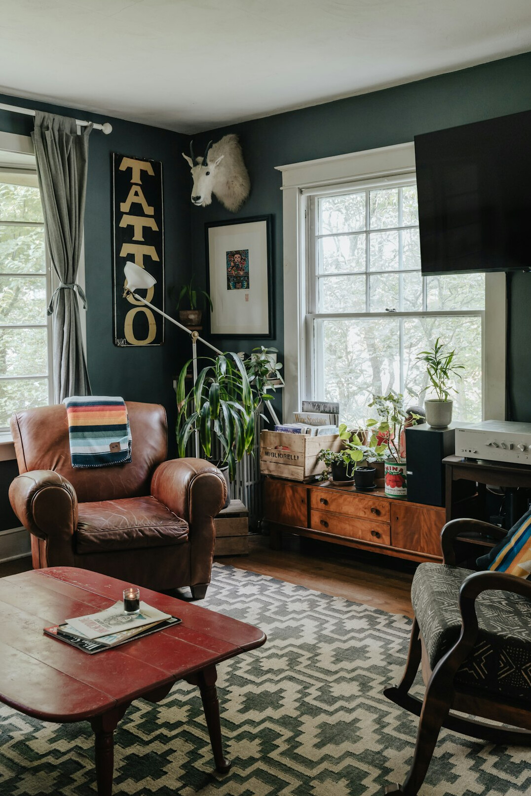 vintage television set in living room