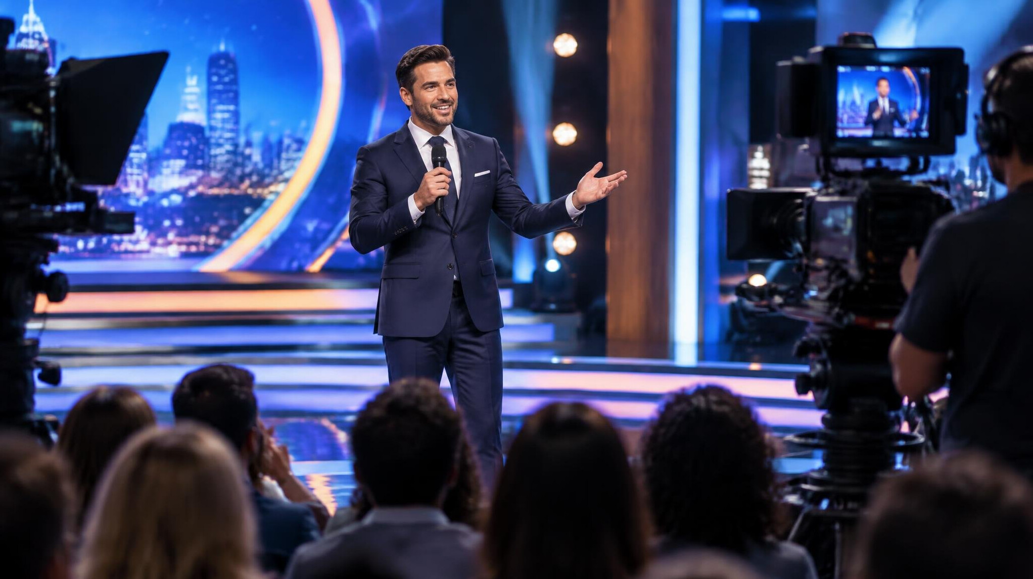 tv show host on stage