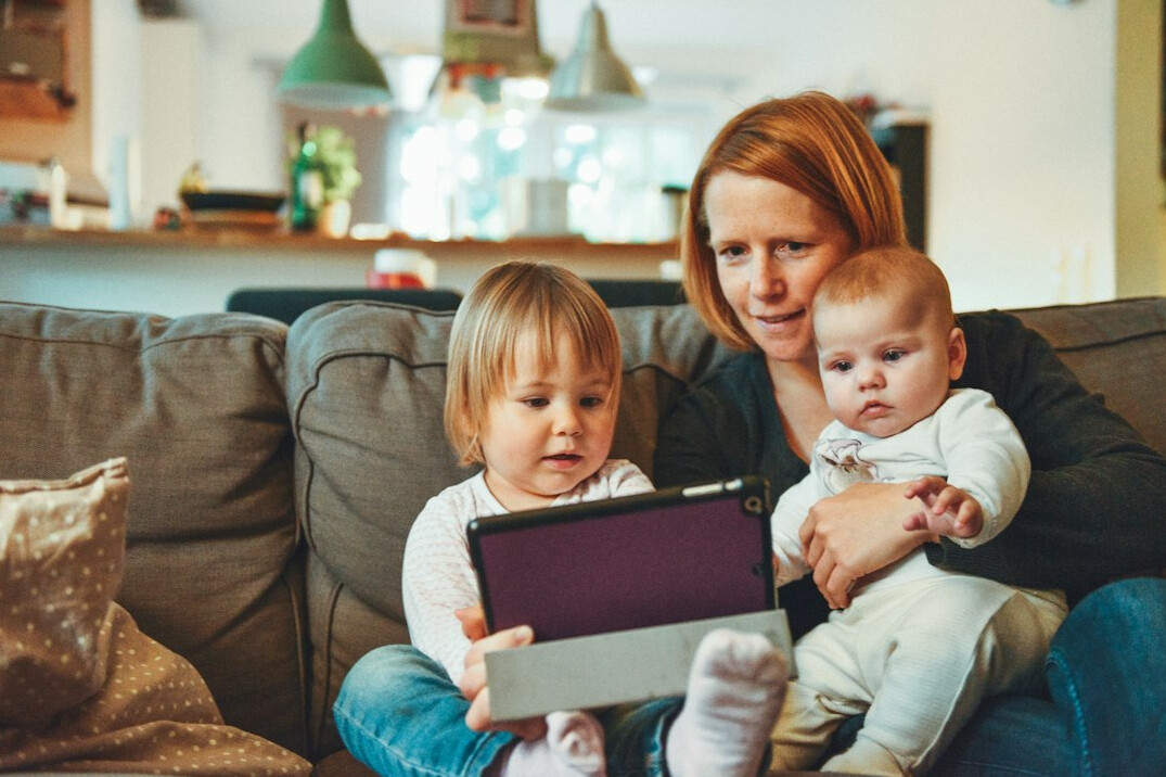 family watching tv