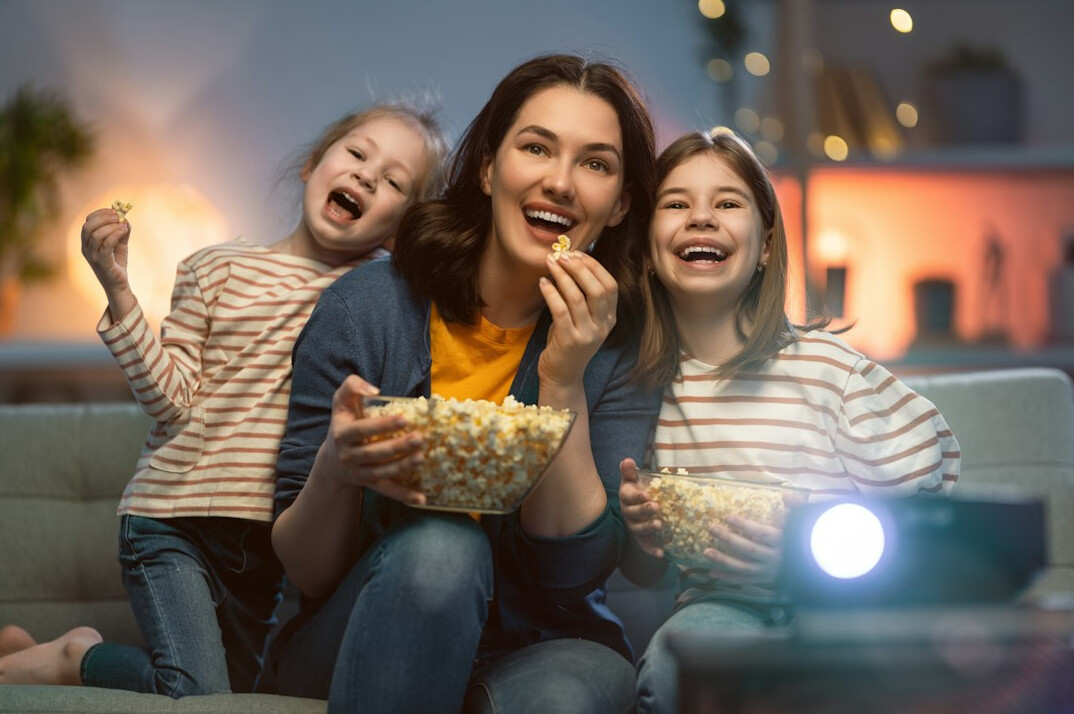 family watching classic tv
